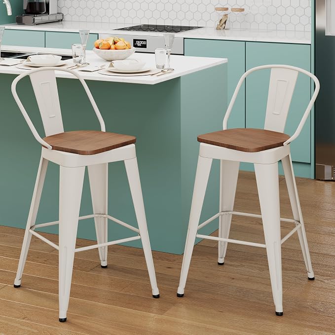 Aklaus Swivel Metal Bar Stools 30 inch Swivel Bar Height Barstools Set of 2 - Image 8
