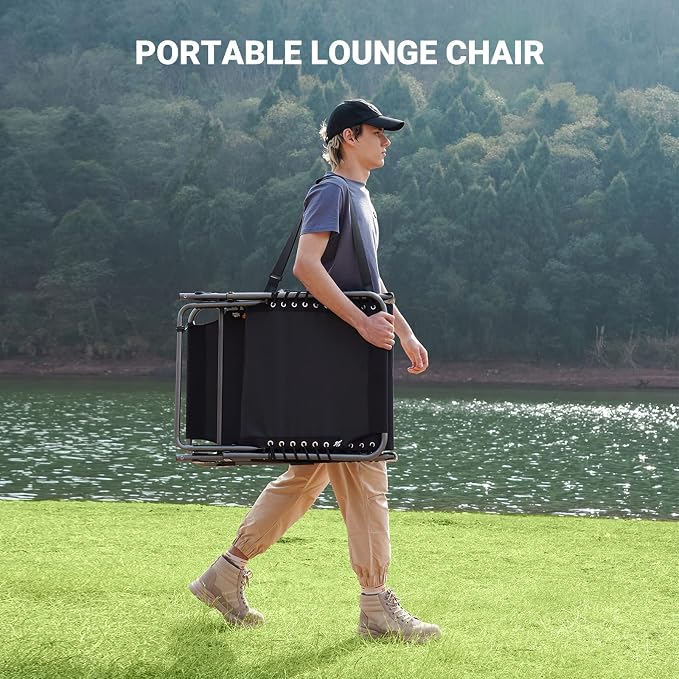 KingCamp Lounge Chair Outdoor, Folding Portable Tanning Chairs Comfy Adjustable - Image 7