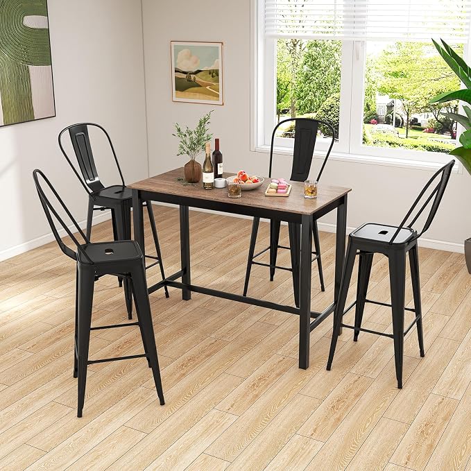 COSTWAY 30'' Metal Bar stools Set of 4, - Image 2