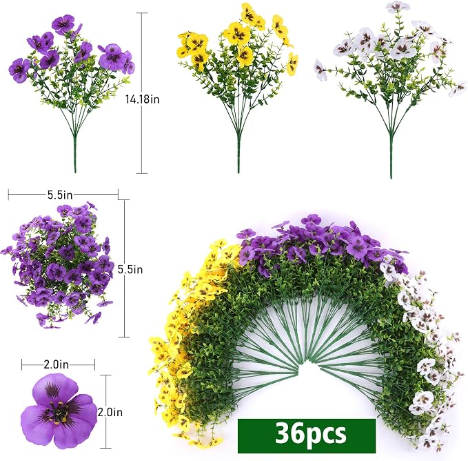 36 Pcs Artificial Fake Pansy Flowers - Image 3