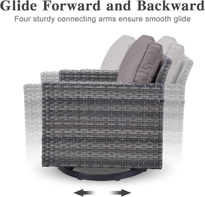Belord Outdoor Bistro Set 3 Piece Wicker Swivel Rocker Patio Chairs, Oversize - Image 6