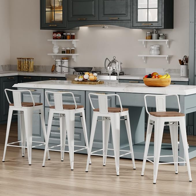 Changjie Furniture 26 Inch Bar Stools Set of 4 Industrial Metal Barstools - Image 3