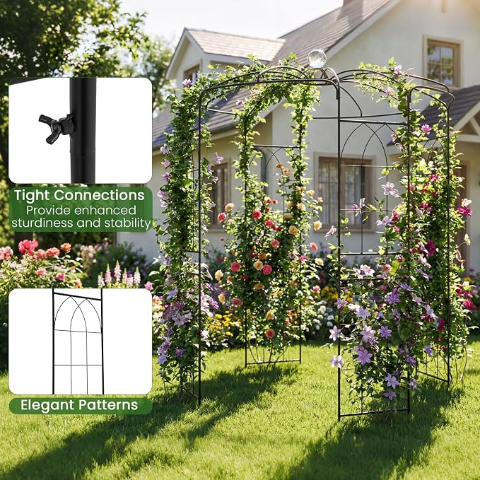 S AFSTAR Birdcage Shape Garden Arch, 9.3' H x 6.5' W Heavy-Duty Wrought Metal - Image 3