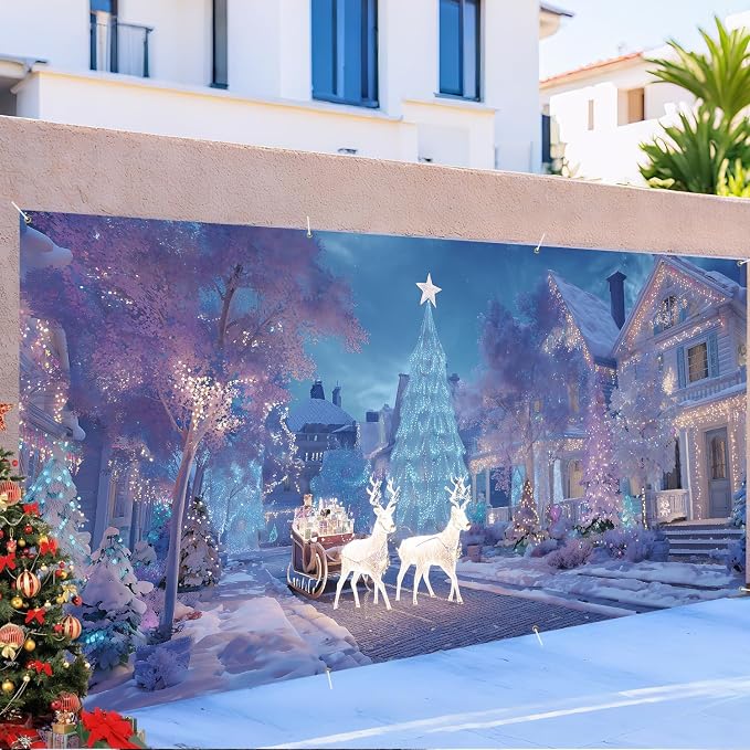 ANNA QUEEN Christmas Sleigh Ride Under the Stars Garage Door Banner 6 x 13FT - Image 5