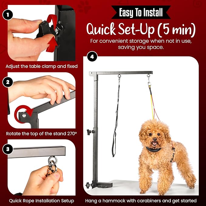 Dog Grooming Arm with Clamp & Pet Grooming Hammock | 4 Extra Bundles | Dog - Image 4