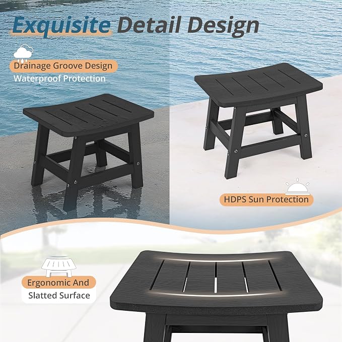 LUE BONA Outdoor Adirondack Ottomans, Footrest Footstool Set of 2, Outdoor Foot - Image 5