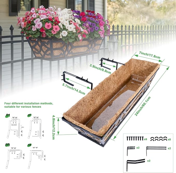 hehimhis 24 Inch 2 Pack Railing Planter Box - Image 4