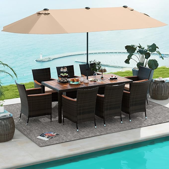 Tangkula 11 Piece Rattan Outdoor Dining Set by TANGKULA