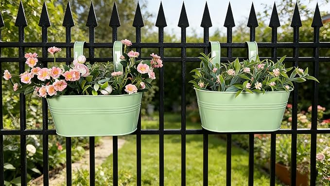 Balcony Hanging Planters Flower Pots, Fence Pot Hanging Plant Holders - Image 2