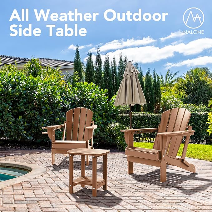 nalone Adirondack Side Table 16.5" Outdoor Side Table HDPE Plastic Double - Image 7