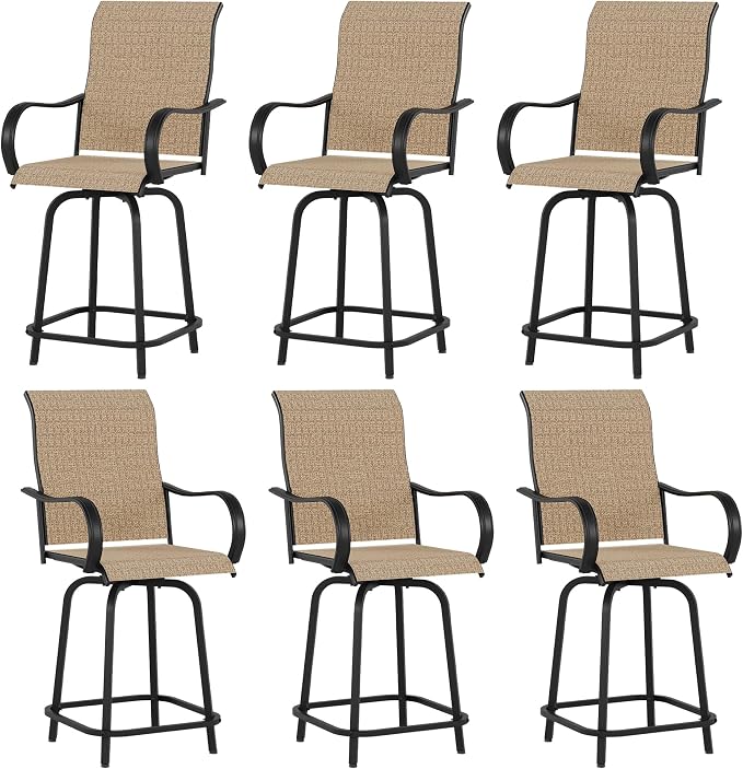 Patio Swivel Bar Stools Set of 6 by VonzoyHome