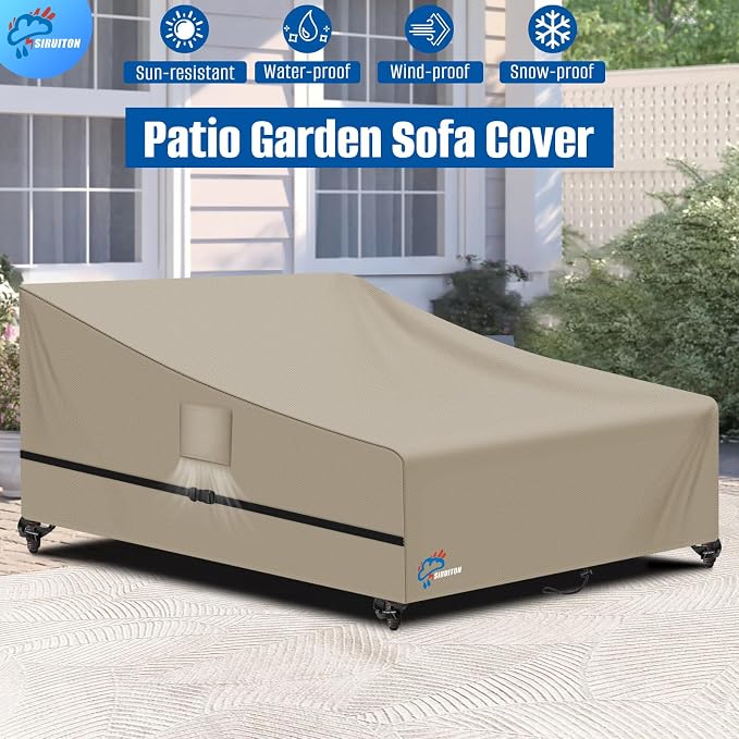 SIRUITON Garden Patio Rattan Daybed Cover Patio Bed Cover 69" W x 71" D x 31.5" - Image 4