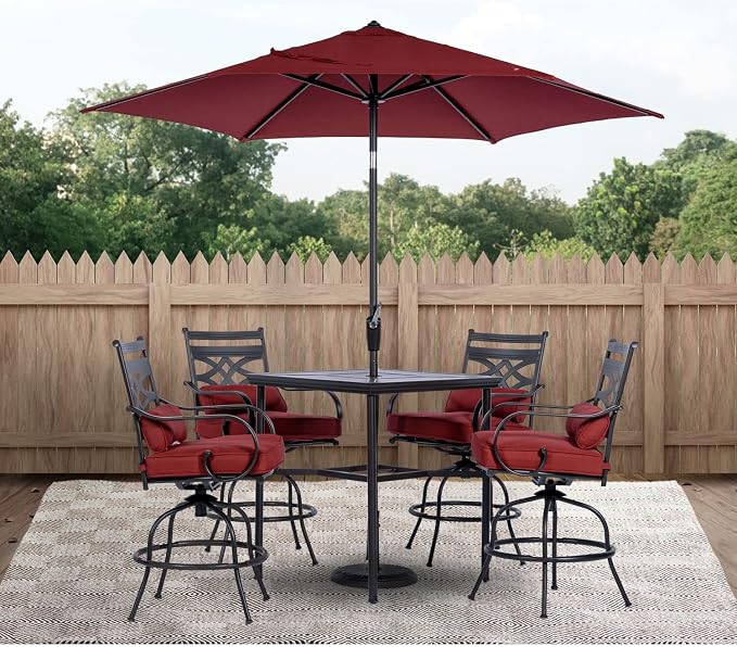 Hanover Montclair 5-Piece All-Weather Outdoor Patio High Dining Set, 4 Swivel - Image 2