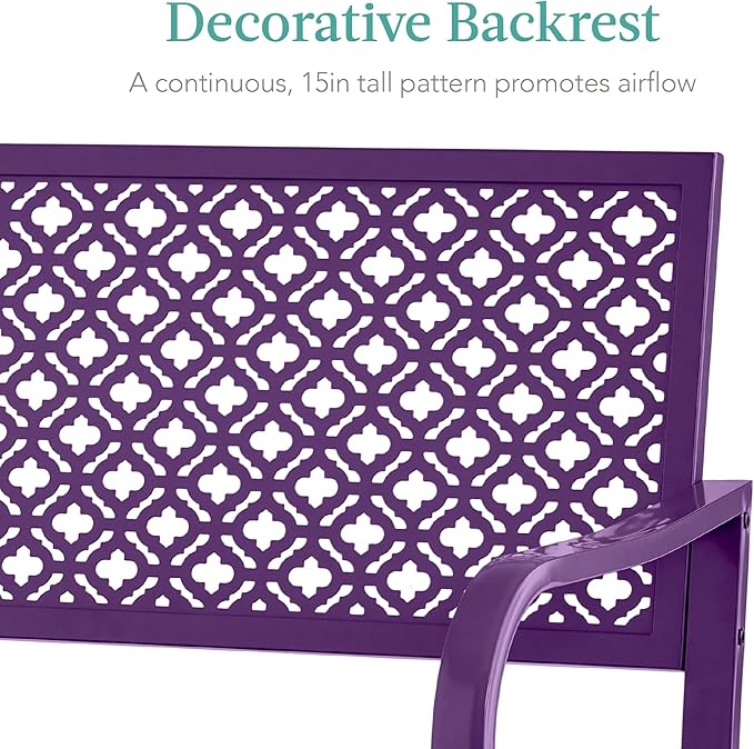 Best Choice Products Outdoor Bench 2-Person Metal Steel Benches Furniture - Image 5