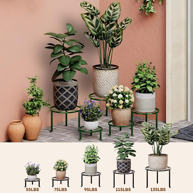 5 Pack Metal Potted Plant Stand Small Flower Pot Holder - Image 3
