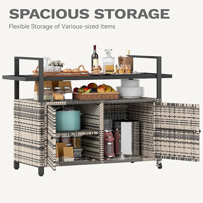 DWVO XXL Patio Storage Cabinet, Outdoor Bar Cart - Image 6