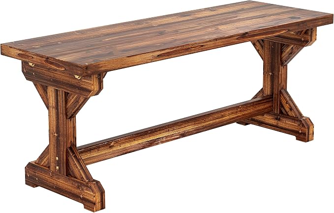 Outsunny Outdoor Wooden Bench, 2-Person Rustic Patio Garden Bench Seat by Outsunny