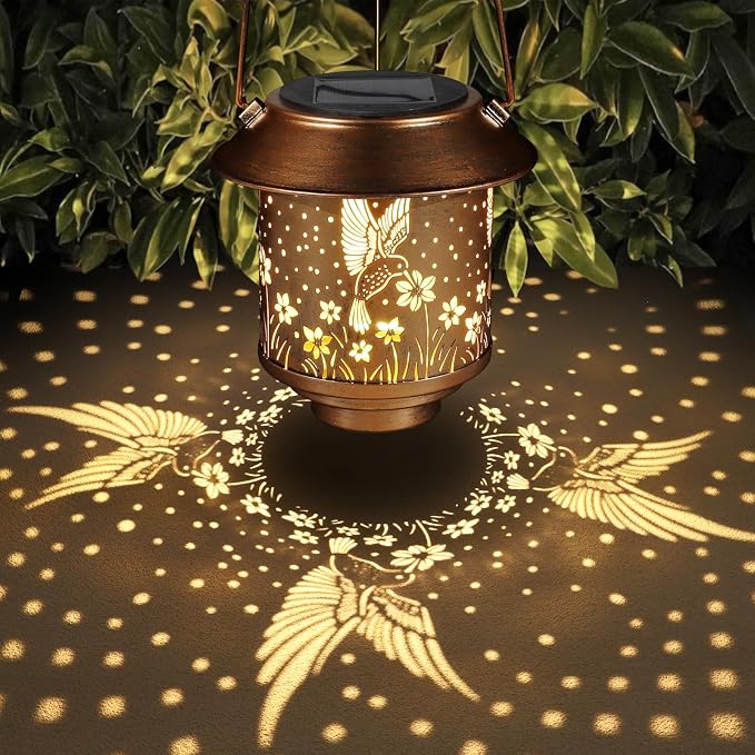 Solar Lantern Waterproof Metal Hummingbird Decor Valentine's Day Birthday Gifts - Image 2