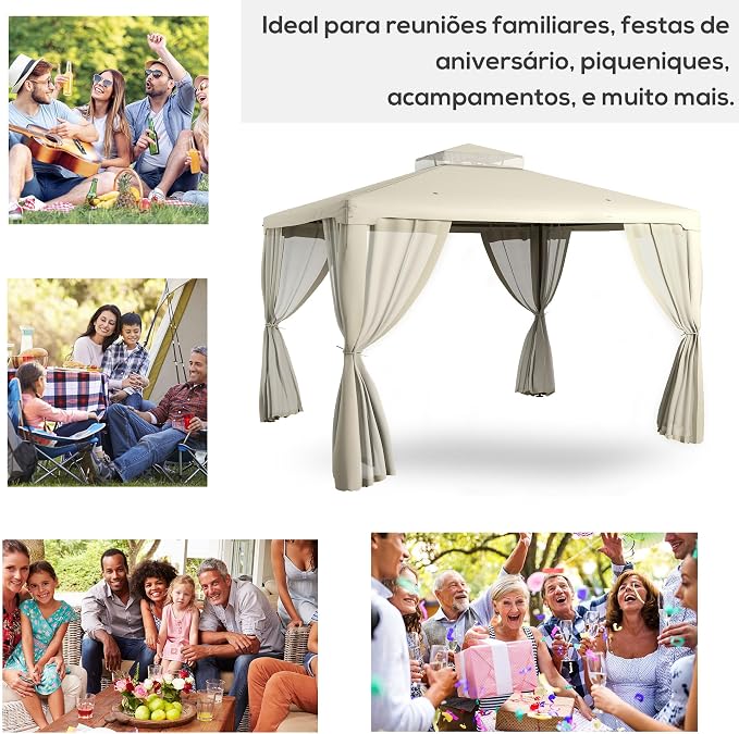 Outsunny 9.6' x 11.6' Patio Gazebo, Outdoor Canopy Shelter - Image 6