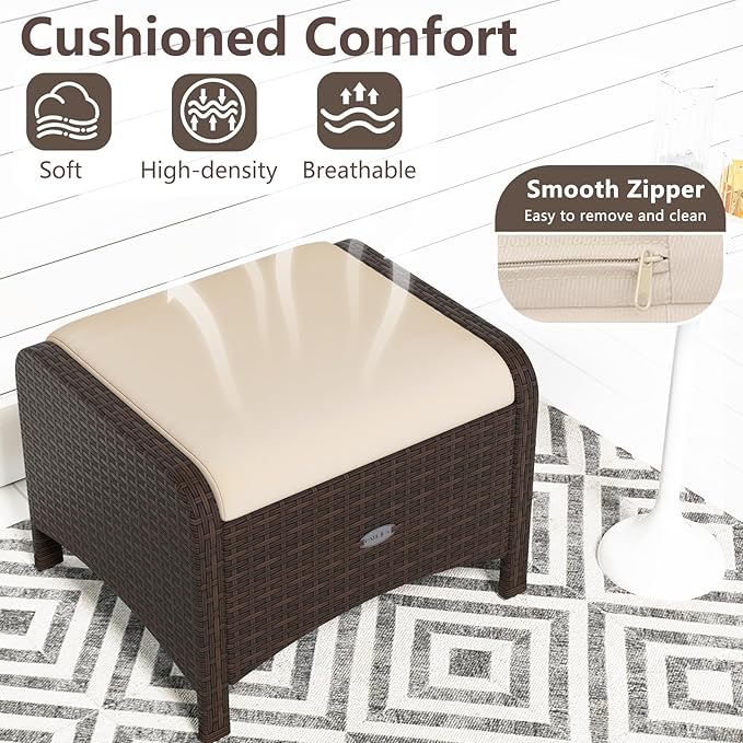 RELAX4LIFE Wicker Outdoor Ottomans - Image 6