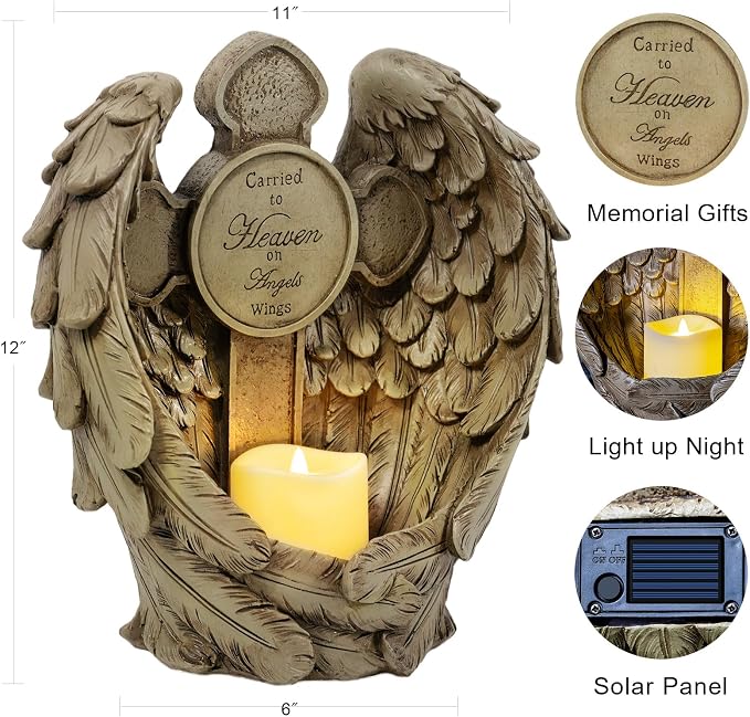 Solar Garden Angel Statue Light – Praying Guardian Angel Figurines - Image 8
