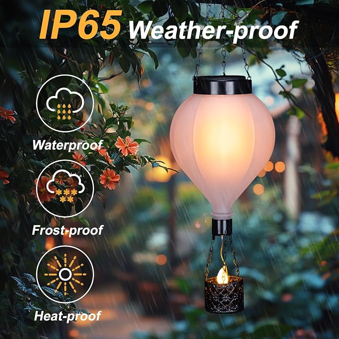 Hanging Solar Lantern Outdoor Garden Decor Hot Air Balloon Lantern - Image 6