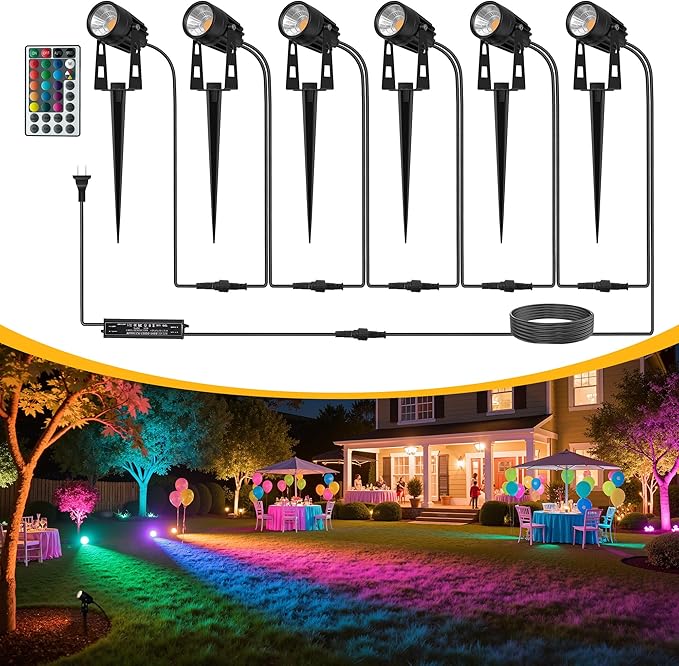 L LOHAS LED RGB Dusk to Dawn Low Voltage Landscape Lighting, IP65 Outdoor by LLOHASLED