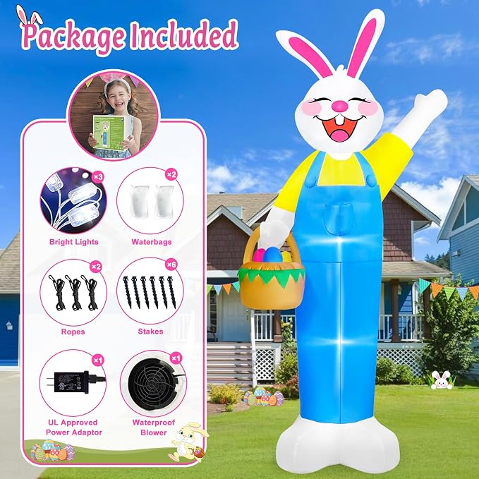 MICOCAH 12Ft Tall Giant Easter Inflatables Outdoor Decorations Lighted - Image 6