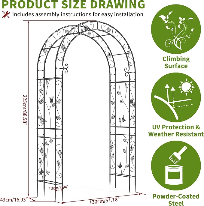 Garden Arch Trellis, Wedding Arch Frame - Image 9