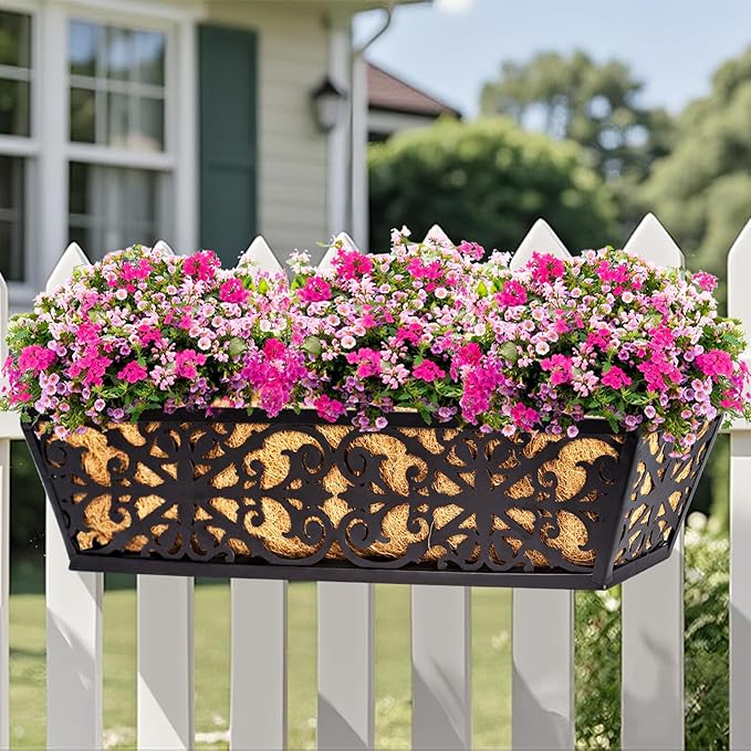 4 Pack 24 Inch Window Boxes Planters Railing Planter Box - Image 2