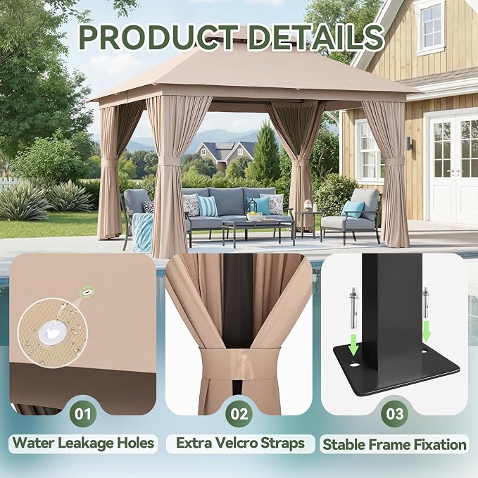 Aoxun 10x12 Outdoor Gazebo - Image 6