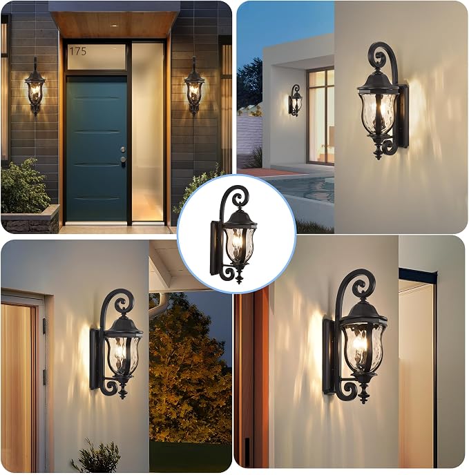 Black Exterior Wall Sconces, Waterproof Outdoor Lights Wall Mount - Image 7