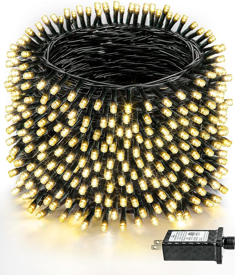 1000 LED Christmas Lights Outdoor Indoor, Super Long 330 FT Green Wire Plug In by PRODUCTS