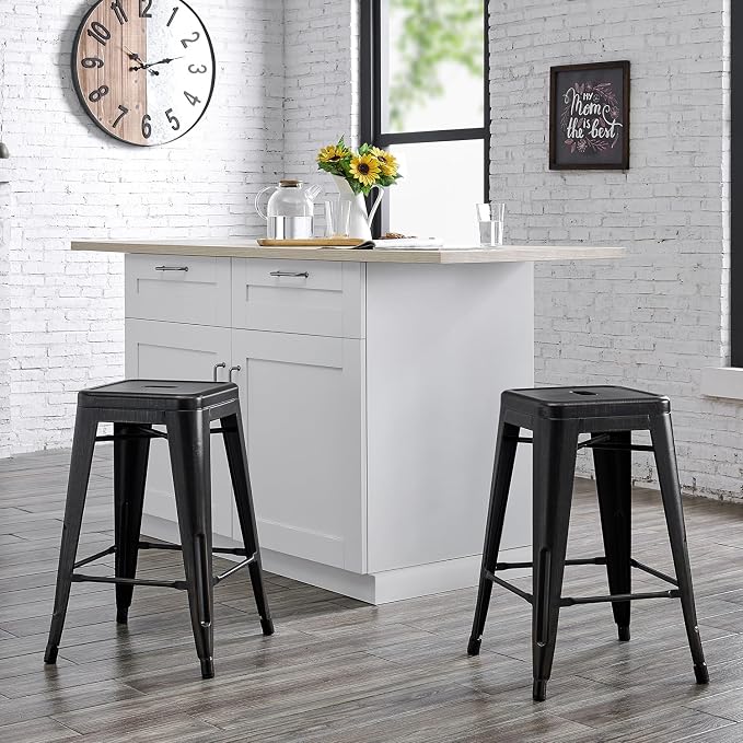 AC Pacific 24” Metal Backless Barstool Set of 2 – Country Rustic Style - Image 2
