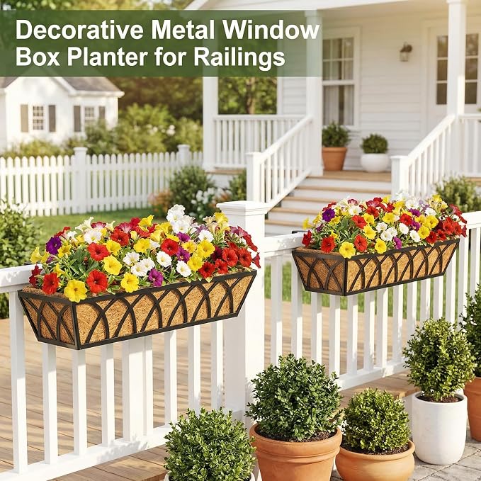 HFHOME 4 Pcs 30" Window Box Deck Railing Planter - Image 3