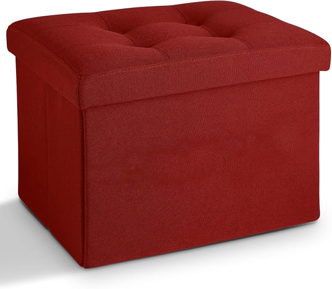 LINMAGCO Small Storage Ottoman Stool Foot Rest Stool Under Desk Stool Short by LINMAGCO