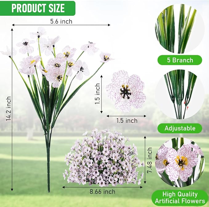 22 Pack Artificial Flowers Outdoor Fake Plants, Faux Flowers UV Resistant - Image 4