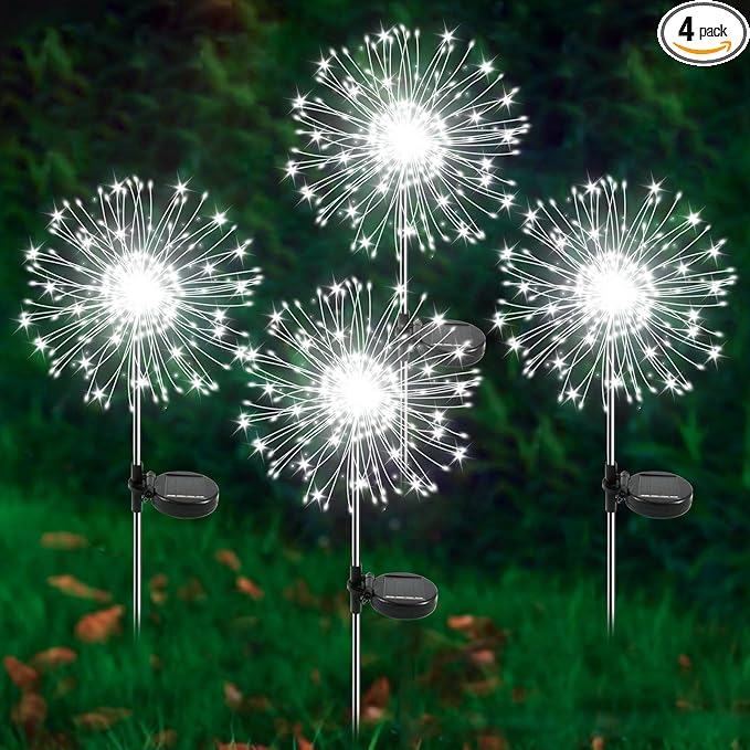 Solar Garden Lights Outdoor, 4 Pack 120 LED Twinkling Firework Lights Decorative by Yaafen