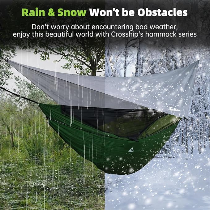Camping Hammock with Mosquito Net & Hammock Underquilt and Rain Fly Tarp - Image 3