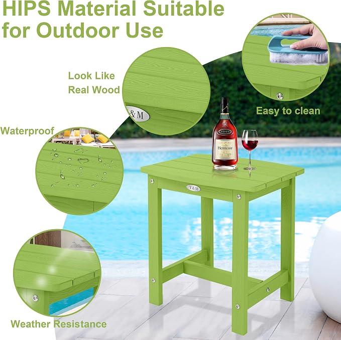 Y&M Outdoor Side Table, HIPS Adirondack Small Single Table, Waterproof Square - Image 5