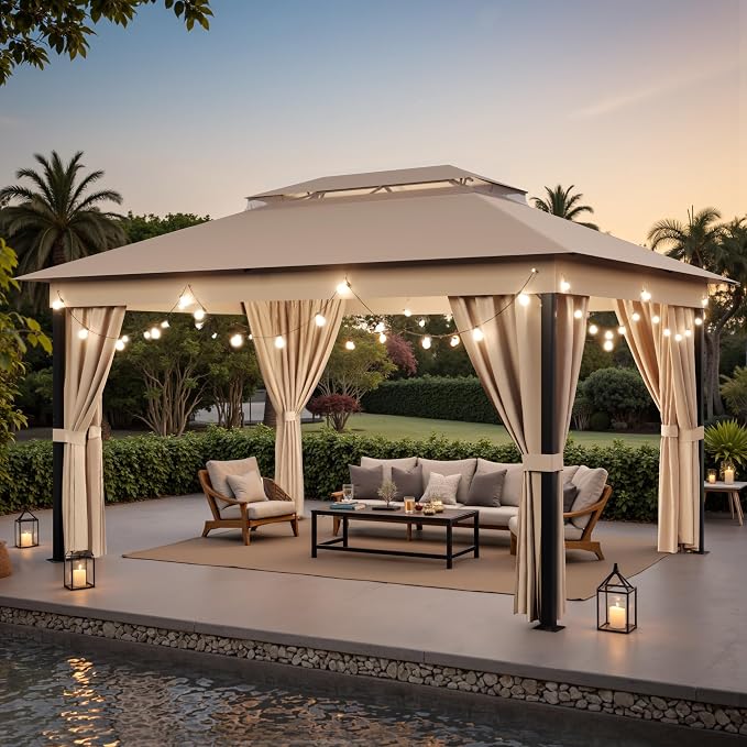 Devoko Outdoor Gazebo for Patio 10'x 13' Heavy Duty Metal Frame Canopy - Image 2
