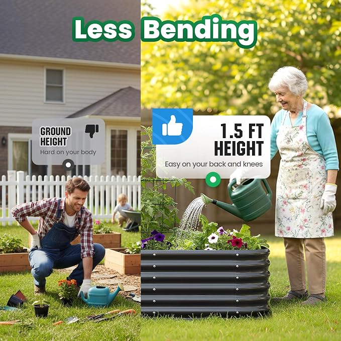 Quictent Galvanized Raised Garden Bed Kit, Strengthened by Crossbar, Dark Gray - Image 3