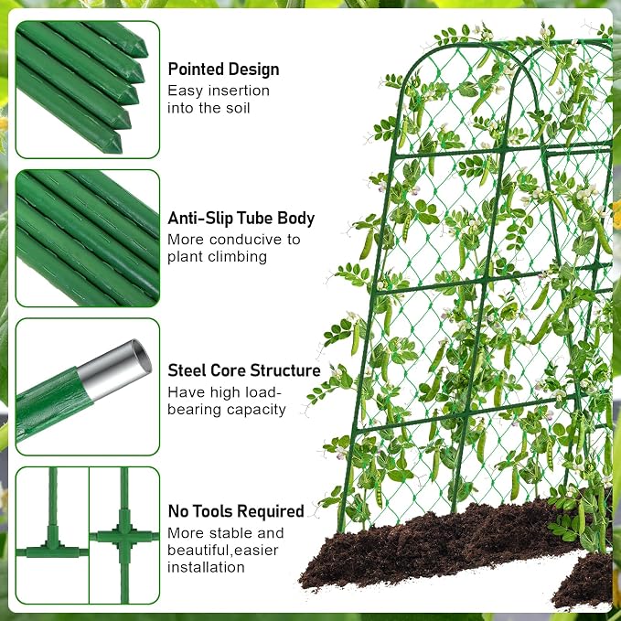 Cucumber Trellis for Raised Bed, U-Shape Garden Trellis for Climbing Plants - Image 5