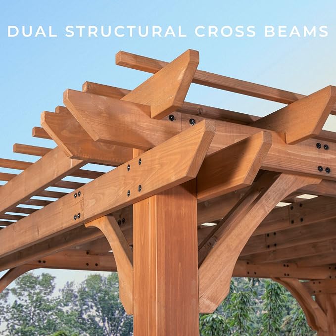 Backyard Discovery Beaumont 14' x 12' Traditional Cedar Wood Pergola Kit - Image 6