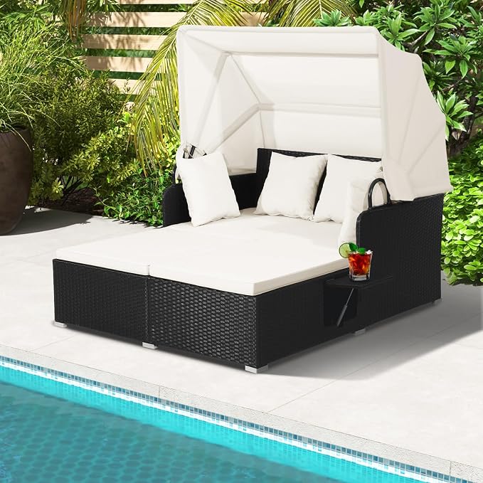 ORALNER Outdoor Daybed, 2-Person Wicker Patio Sofa - Image 2