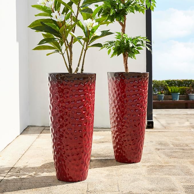 Glitzhome 31" H Large Plastic Tall Planters, Oversized Planters Flower Pots - Image 4