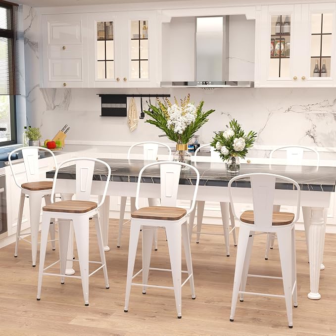 Aklaus Metal Bar Stools Set of 4, 24 inch Barstools Counter Height Bar Stool - Image 8