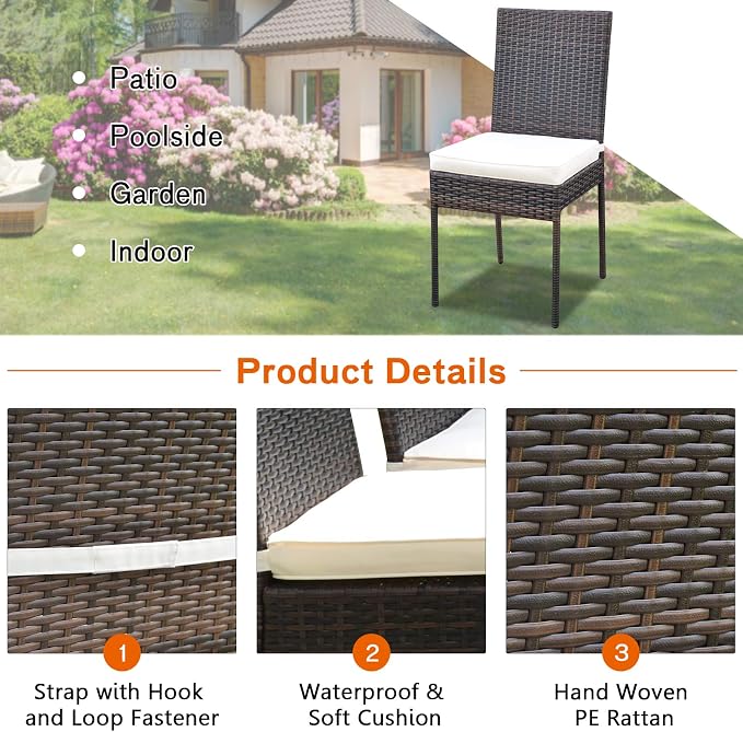 Tangkula 10 Pieces Wicker Patio Dining Set, Outdoor Rattan Table & Chairs Set - Image 7