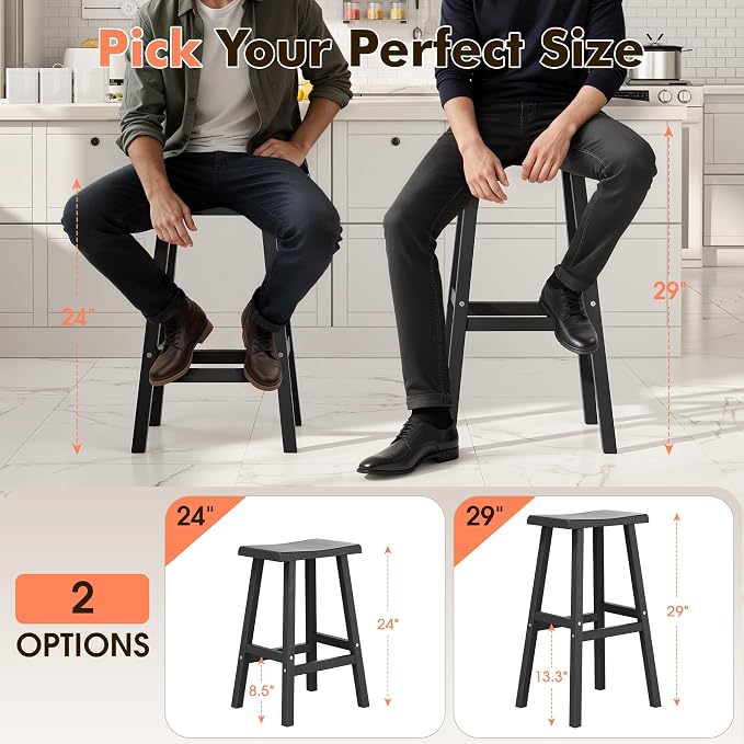 NUNU LAB HDPE Weatherproof Bar Stools Set of 2-29 Inch Bar Height Stools - Image 8