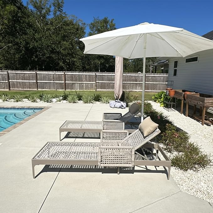 PURPLE LEAF 2 Pieces Outdoor Chaise Lounge Set Rattan Wicker Lounger by PURPLELEAF